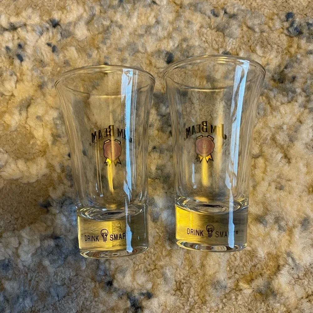 **BUNDLE 2 SETS for $10** Set of 2 Jim Beam Shot Glasses- 3.5 inch tall - Picture 6 of 6